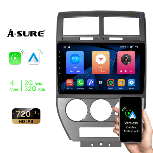 10.1" Carplay Android 10 Car Stereo Head Unit DSP BT for Jeep Compass 2007 2008