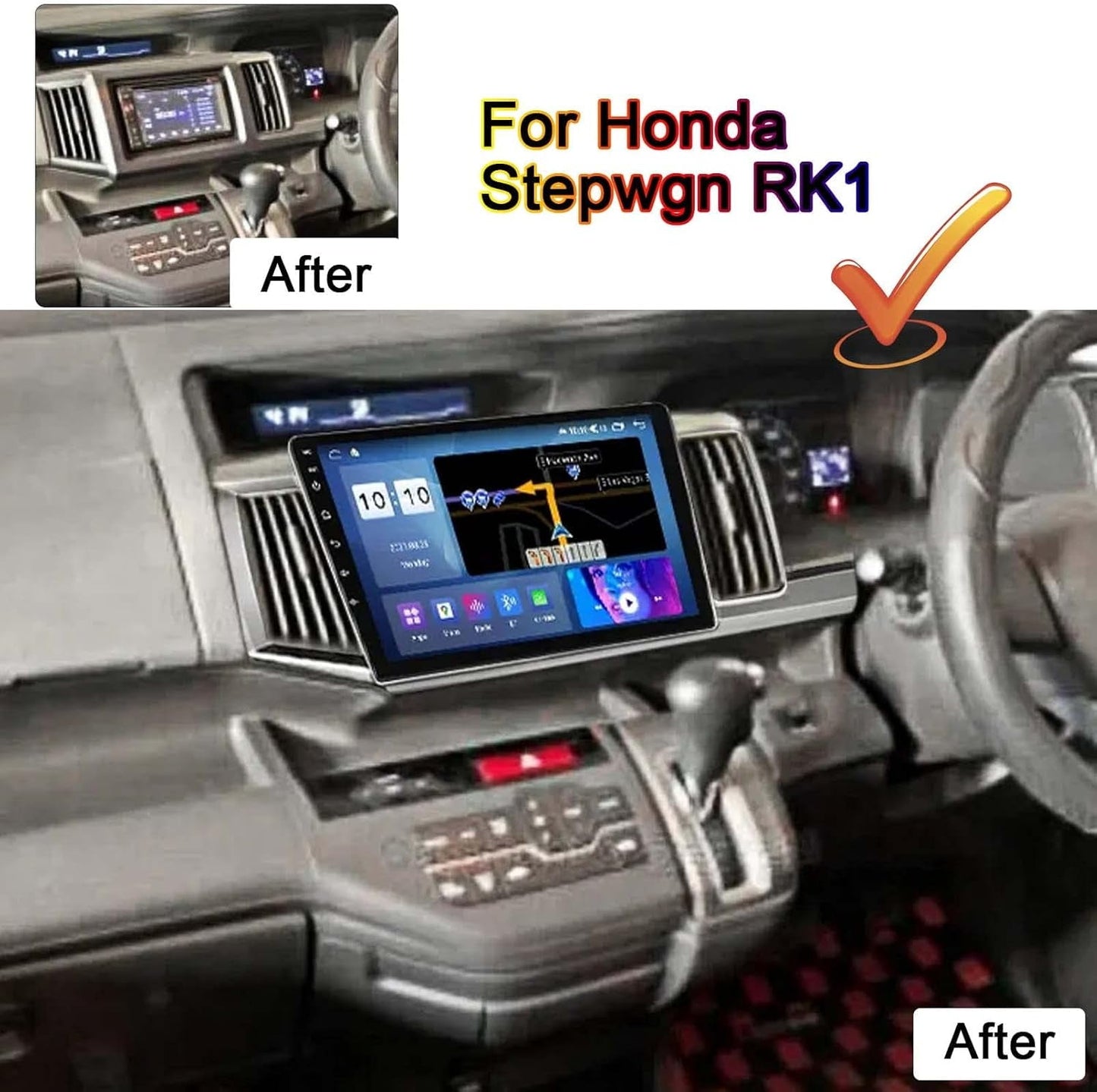 9 inch Android 11 Car Stereo, Car FM RDS Radio Bluetooth WiFi Headunit for Honda Stepwgn RK1 Car Navigation GPS Supports Stereo 2 din Car Audio Video Radio Player with Rear View Camera Honda Android host