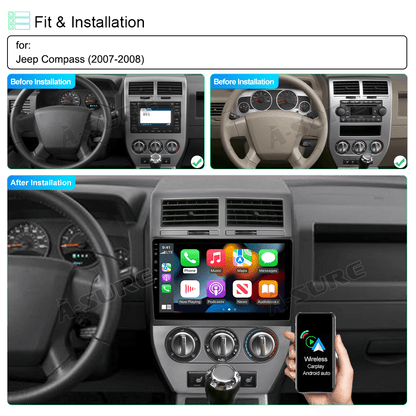 10.1" Carplay Android 10 Car Stereo Head Unit DSP BT for Jeep Compass 2007 2008