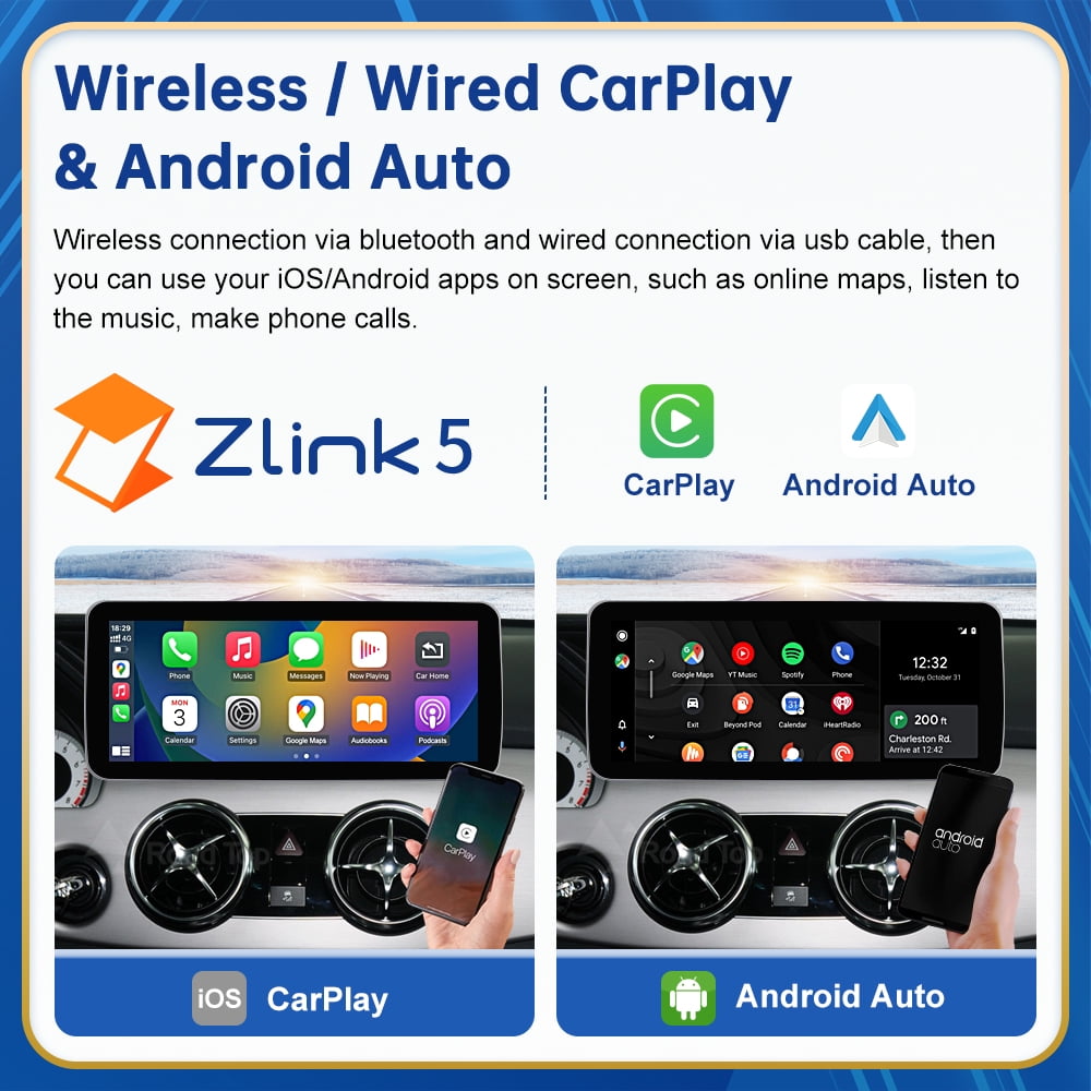 Mercedes-Benz Android Head Unit    Road Top Android 1312.3 inch Car Radio Touchscreen  Car Stereo for Mercedes Benz GLK Class X204 GLK250 GLK300 GLK350 2009-2015 NTG4.5/4.7 Wireless Carplay, Android Auto, Camera, Navigation