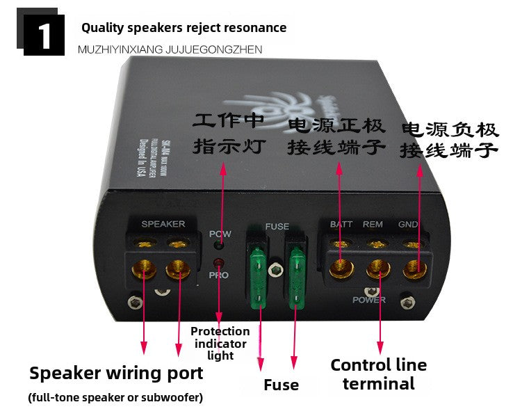 Original car audio power amplifier single-channel one-channel high-power 380W dual bass output power amplifier value special offer
