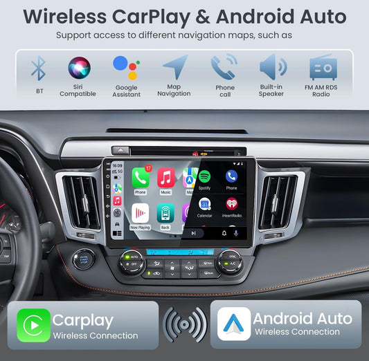 Car Radio for Toyota RAV4 20 -2018: [2G 64G] 10.1 Inch 1280 * 800 Touchscreen Stereo Head Unit Carplay Android Auto Bluetooth GPS Navigation WiFi FM RDS