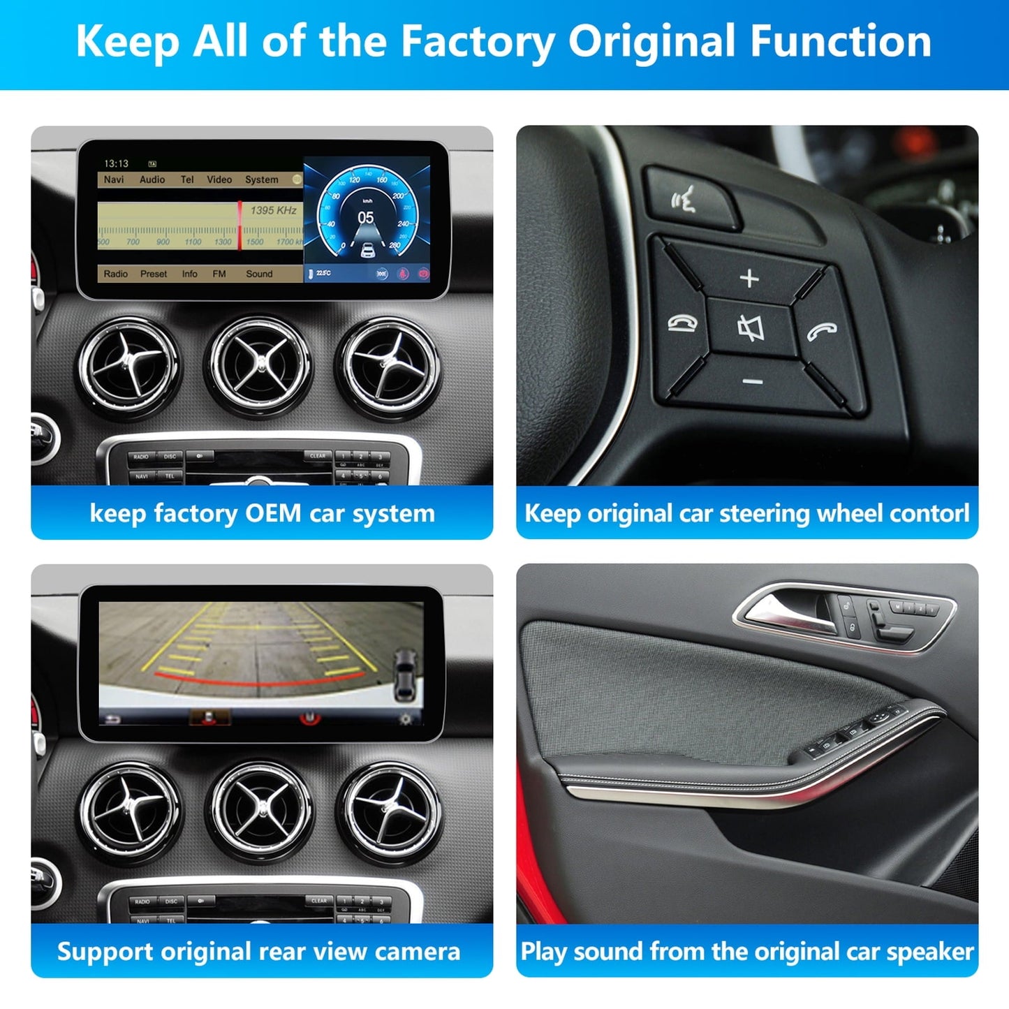 Mercedes-Benz Android Head Unit    Road Top Android 13 Car Stereo 12.3" Car Touch Screen for Mercedes Benz CLA GLA Class X156 C117 2013-2015 Year with NTG 4.5/4.7, 8+256G, Support Wireless Carplay, Global Weather, Navigation