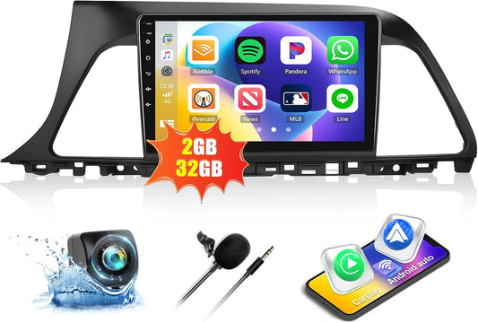 2G+32G Car Stereo Radio for Hyundai Sonata 2015 2016 2017 with Wireless CarPlay Android Auto Android 13 Car Radio 9" Touch Screen Bluetooth Radio with GPS Navigation FM RDS Backup Camera Head Unit