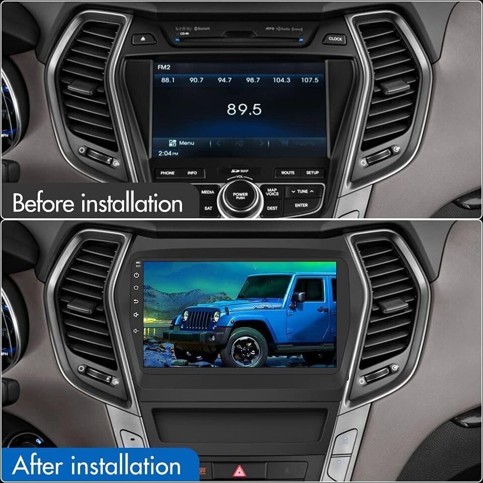 Android 13 Car Stereo Radio Player for Hyundai IX45 Santa FE 2013-2018 9 Inch Touch Screen Car Audio Receiver with GPS Navigation Bluetooth Head Unit Supports Backup Camera(2G+32G)