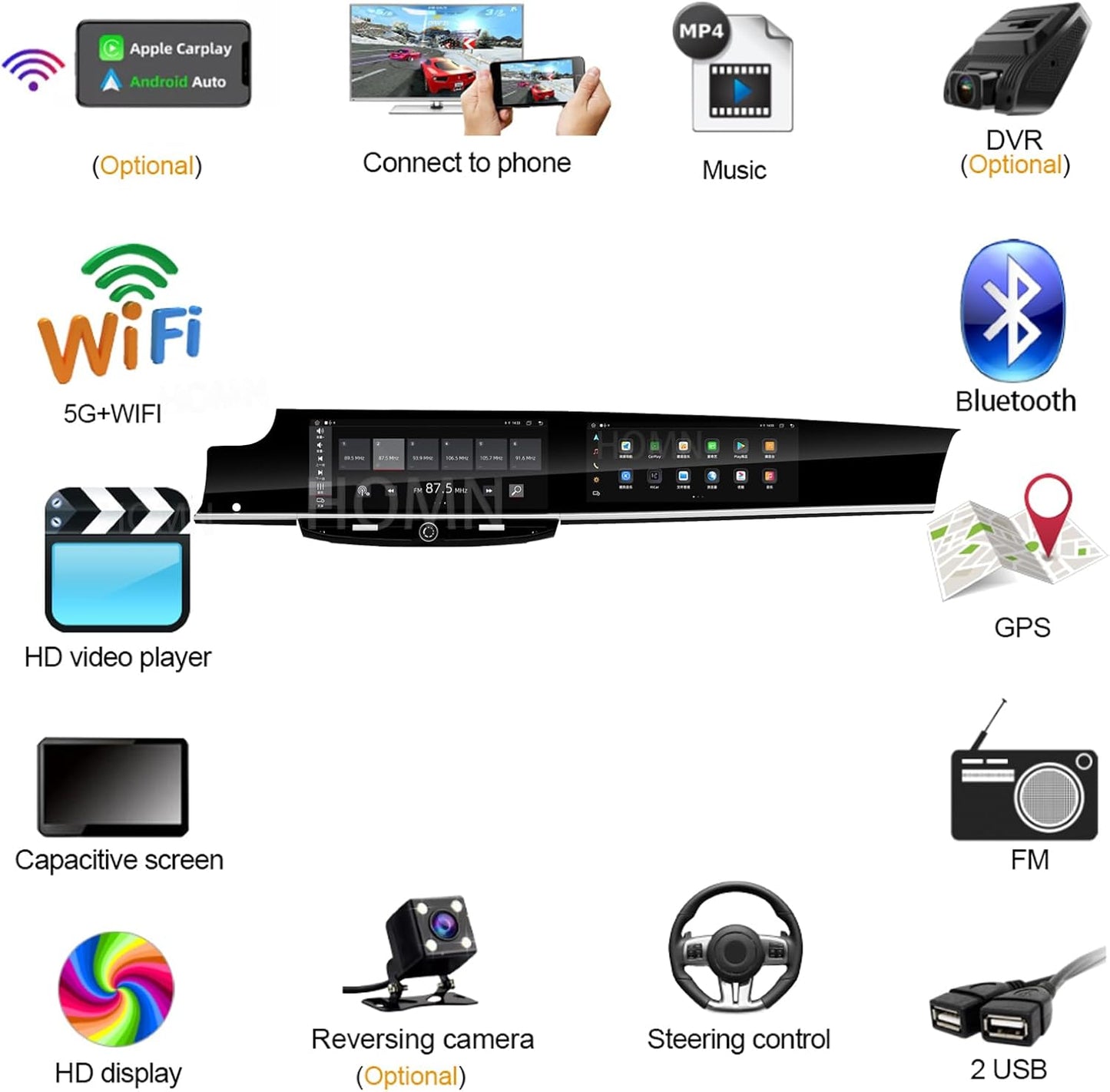HOMN Car Radio Stereo for Porsche Panamera 2010-2016 Android GPS Navigation Touch Screen Support Wireless Carplay & Android Auto WIFI DSP 4G Audio Multimedia Player (8Core 8+128G)