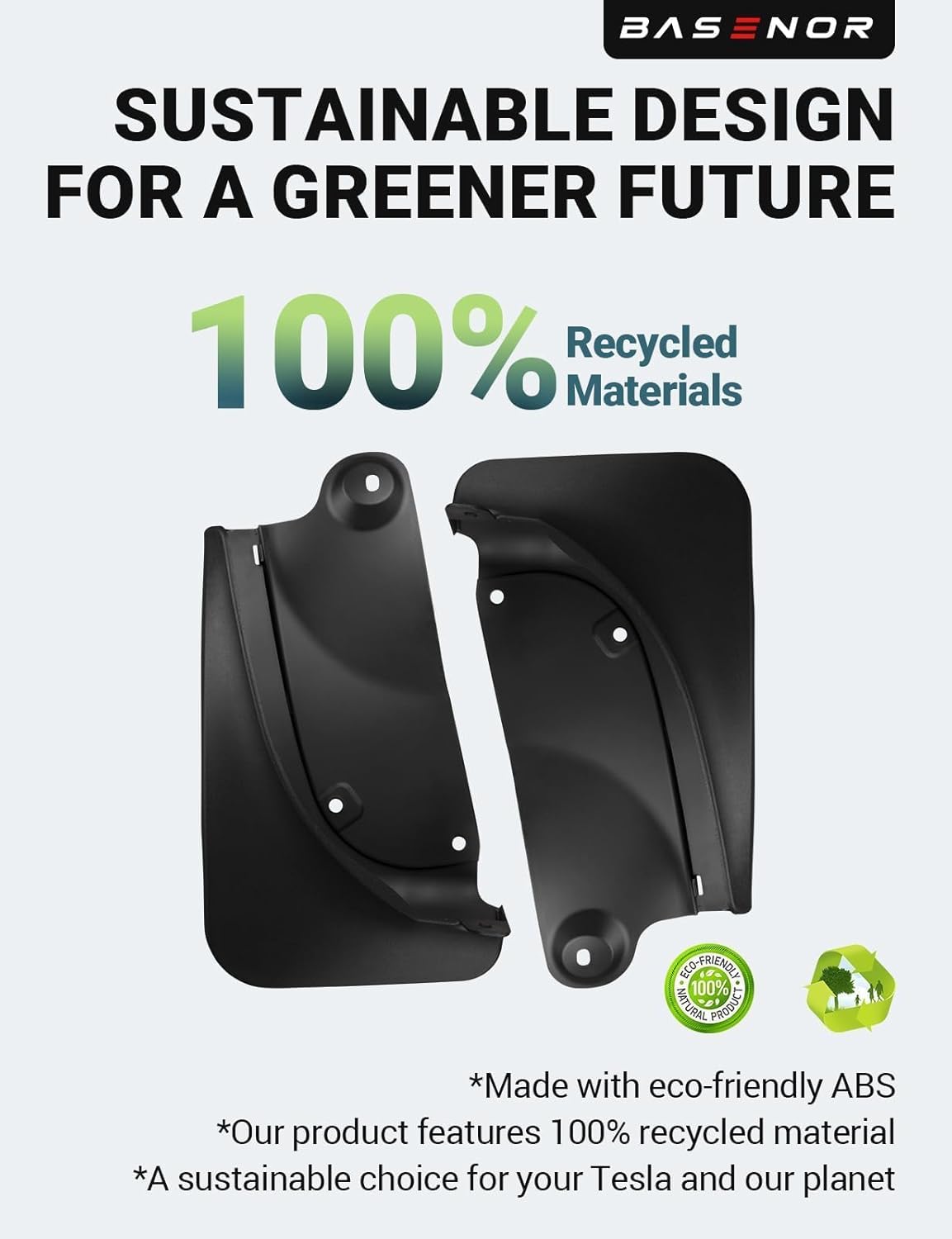 BASENOR 2025 Upgraded Tesla Model Y Mud Flaps Splash Guards Vehicle Sediment Protection No Drilling No Tape Mudflaps Tire Protector Mudflaps All Weather Tesla Exterior Accessories (Set of 4)Tesla   Vehicle Accessories