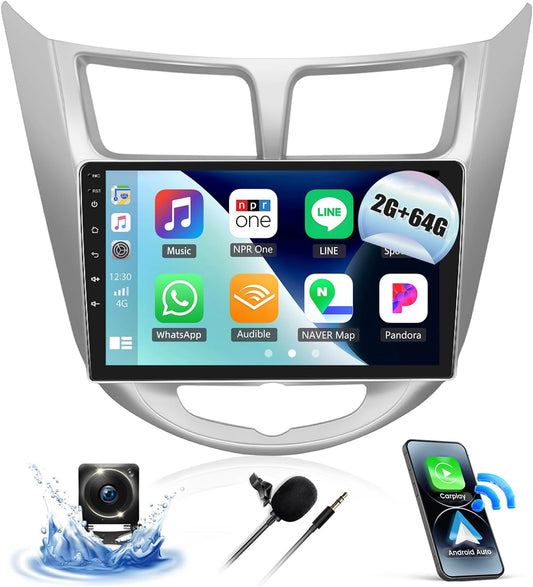 2G+32G Android 13 Car Stereo for Hyundai Accent 2012-2017 with Wireless Carplay Android Auto 9" Touchscreen Car Radio with GPS Navigation WiFi Bluetooth FM/RDS Radio Head Unit with AHD Backup Camera