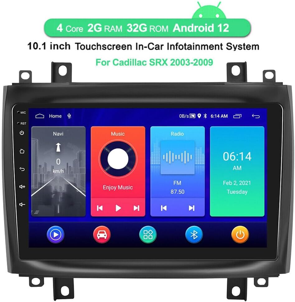 10" Car Stereo w/Carplay Android Auto for Cadillac CTS 2003-2007,for Cadillac SRX 2004-2008 Double Din Android 13.0 Car Radio Receiver w/GPS Navigation Bluetooth AHD Backup Camera Mic - 2+32G