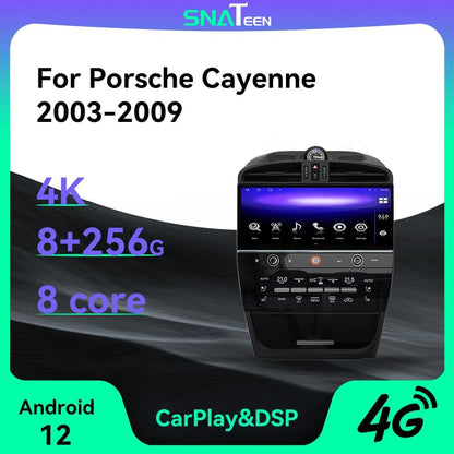 12.3 inch Android 13.0 Car Stereo for Porsche Cayenne 2004-2009 Car Radio Navigation Muleimedia Player DSP Unit (Black, 6-128GB)