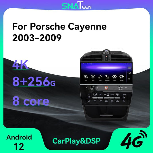 12.3 inch Android 13.0 Car Stereo for Porsche Cayenne 2004-2009 Car Radio Navigation Muleimedia Player DSP Unit (Black, 6-128GB)