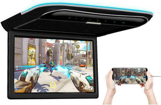 car displayXTRONS 11.6 Inch Car Overhead Roof Mounted Monitor Screen Ultra-Thin Flip Down TV for Cars 1080P Car Video Player with Built-in Speaker Support IR, USB, HDMI, AV Input (No DVD)