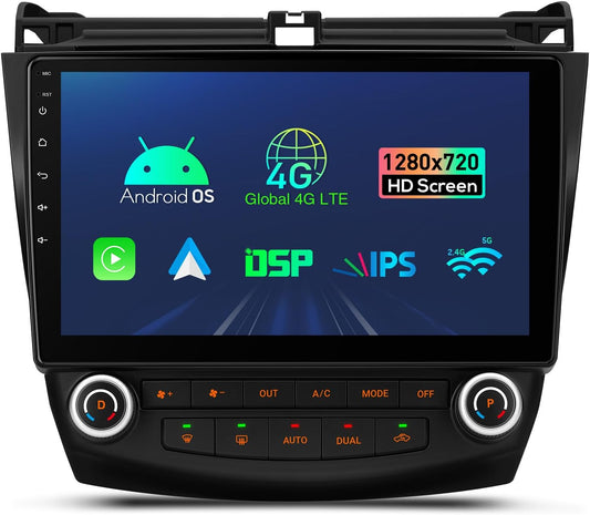 XTRONS Android 13 Car Stereo Radio Player 10.1 Inch IPS Touch Screen GPS Navigation Built-in DSP Car Play Android Auto Bluetooth Head Unit Supports Backup Camera WiFi OBD2 DVR 4G LTE for Honda Accord