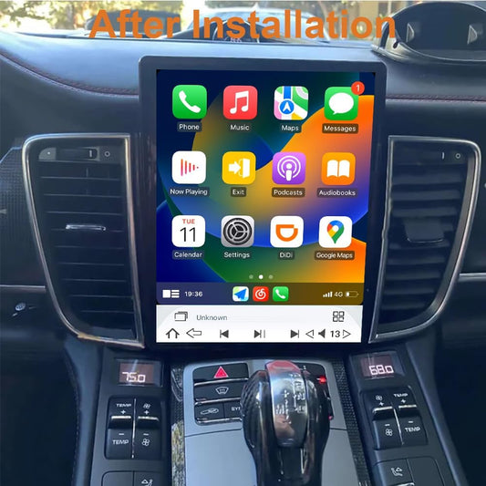 10.4 Inch IPS Tesla Style Screen 4GB RAM Android 12Touch Screen Car Stereo Radio for Porsche Panamera 2011 2012 2013 2014 2015 2016 Built-in CarPlay GPS Navigation Bluetooth WiFi 4G LTE