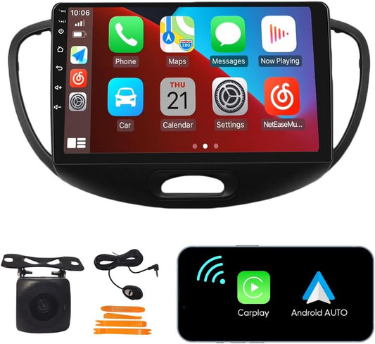 [6G+128G] Carplay Android Auto Touchscreen Autoradio Car Stereo GPS Navigation FM Radio Head Unit WiFi Mirror Link Multimedia Player GPS Radio DSP for Hyundai i10 2008-2012