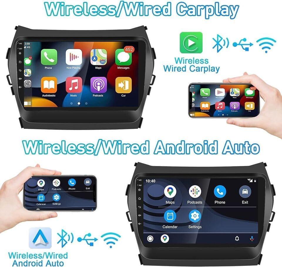 Android 13 Car Stereo Radio Player for Hyundai IX45 Santa FE 2013-2018 9 Inch Touch Screen Car Audio Receiver with GPS Navigation Bluetooth Head Unit Supports Backup Camera(2G+32G)