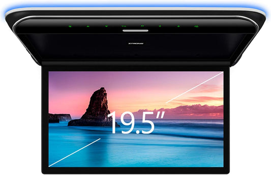car displayXTRONS 19.5 Inch Car Overhead Player 16:9 Wide Screen 1080P Video Car Roof Mount Monitor Ultra-Thin Flip Down Overhead Car Monitor Supports IR, HDMI, USB, AV Input, Stereo Speakers