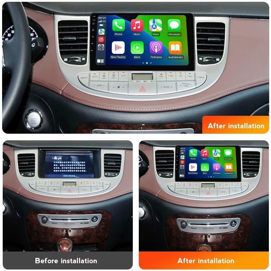 Car Radio Stereo for Hyundai Genesis Sedan 2009-2014, Biorunn Android 13 9 Inch (8GB+128GB) 8-Core GPS Navigation Wireless Car-Play Android Auto Upgrade Dash Kit IPS Head Unit