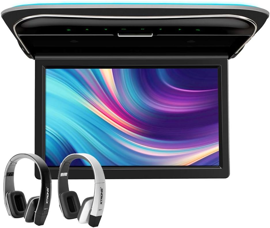 car displayXTRONS 11.6 Inch Car Overhead Roof Mounted Monitor Screen Ultra-Thin Flip Down TV for Cars 1080P Car Video Player with Built-in Speaker Support IR, USB, HDMI, AV Input (No DVD)