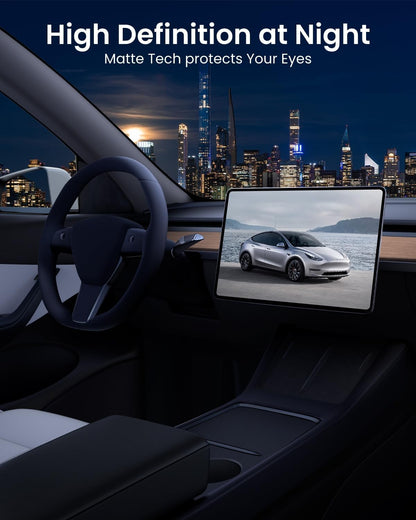 REEVAA 2024 Upgrade Tesla Model Y /3 Accessories - Matte Screen Protector [Anti-glare & Anti-Fingerprint] 9H Tempered Glass for Model Y(2024~2020) Model 3(2023~2017), with Alignment Kit, 15"Tesla   Vehicle Accessories