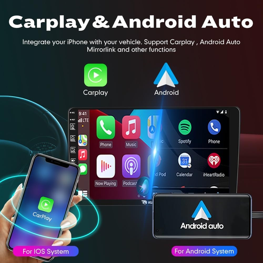 Kunfine CarPlay Android Auto Navigation Stereo GPS Radio Reverse Camera Display 9" IPS Touchscreen Headunit Tablet Pad Media Player for Hyundai Elantra Celesta 06-11, if Applicable Quad Core 2G+32G
