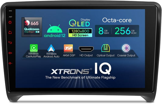 XTRONS Car Stereo for Audi TT MK2, Android 13 Qualcomm Octa Core 8GB+256GB Car Radio, 9 Inch QLED Touch Screen GPS Navigation for Car Bluetooth Head Unit DSP Car Play Android Auto