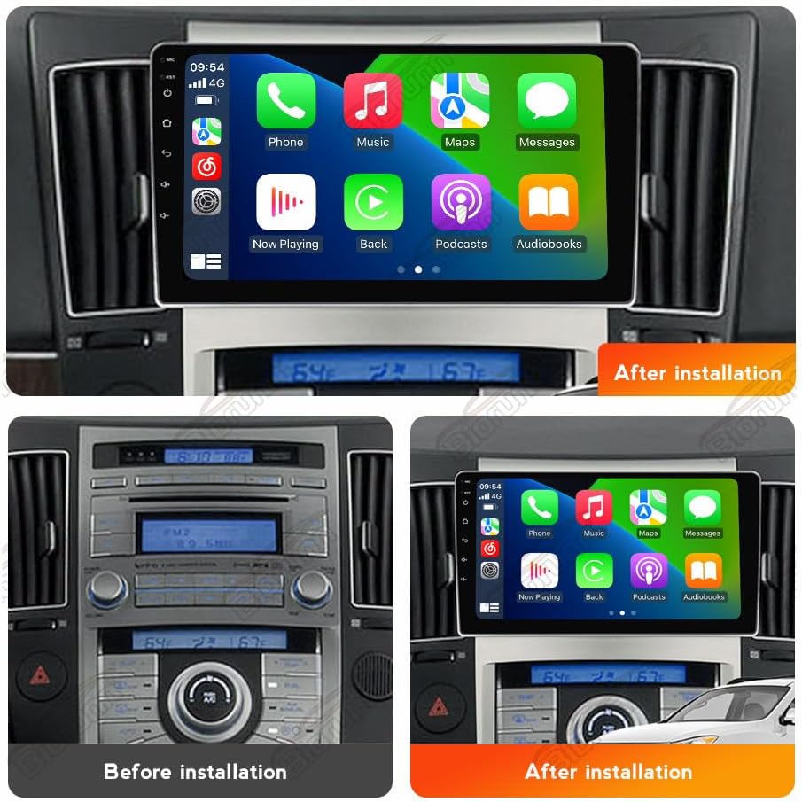Android 13 Car Stereo Radio for Hyundai Veracruz ix55 2007-2013 Auto AC, Biorunn 9 Inch GPS Wireless Wired Car-Play Android Auto IPS Navi WiFi FM RDS Head Unit 2GB RAM 32GB ROM