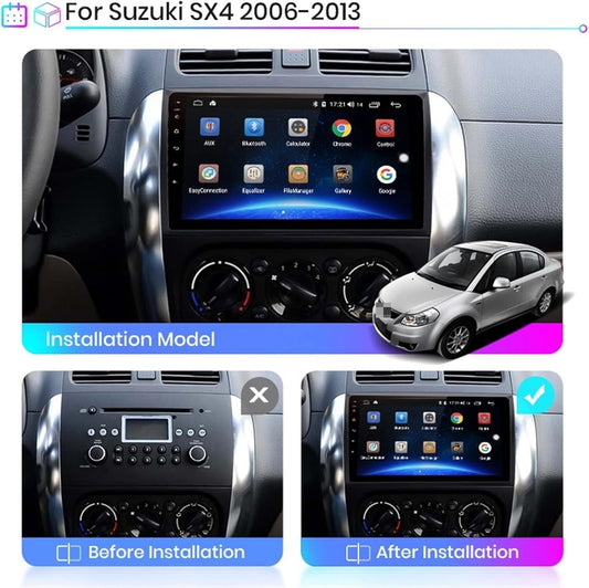 Android Car Stereo for Suzuki SX4 2006-2013,9-inch Touch Screen Double Din Auto Radio with GPS Navigation Bluetooth FM Support Mirror Link Backup Camera