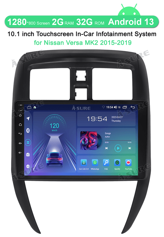 For Nissan Versa 2015-2019 Wireless CarPlay Android 13 Car Stereo Radio 10.1'' GPS Navi WiFi Bluetooth DSP RDS SWC