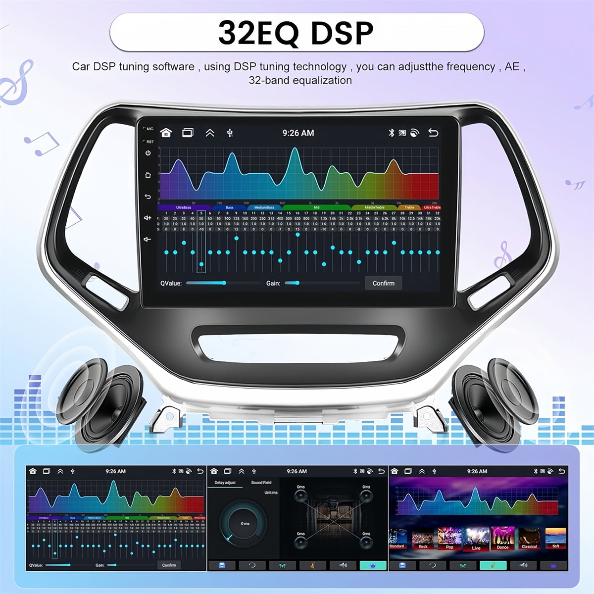 Guwzn Car Stereo Radio for Jeep Cherokee 2015-2018 10" Touchscreen 2+32G Vehicle GPS Navigation Wireless CarPlay Android Auto