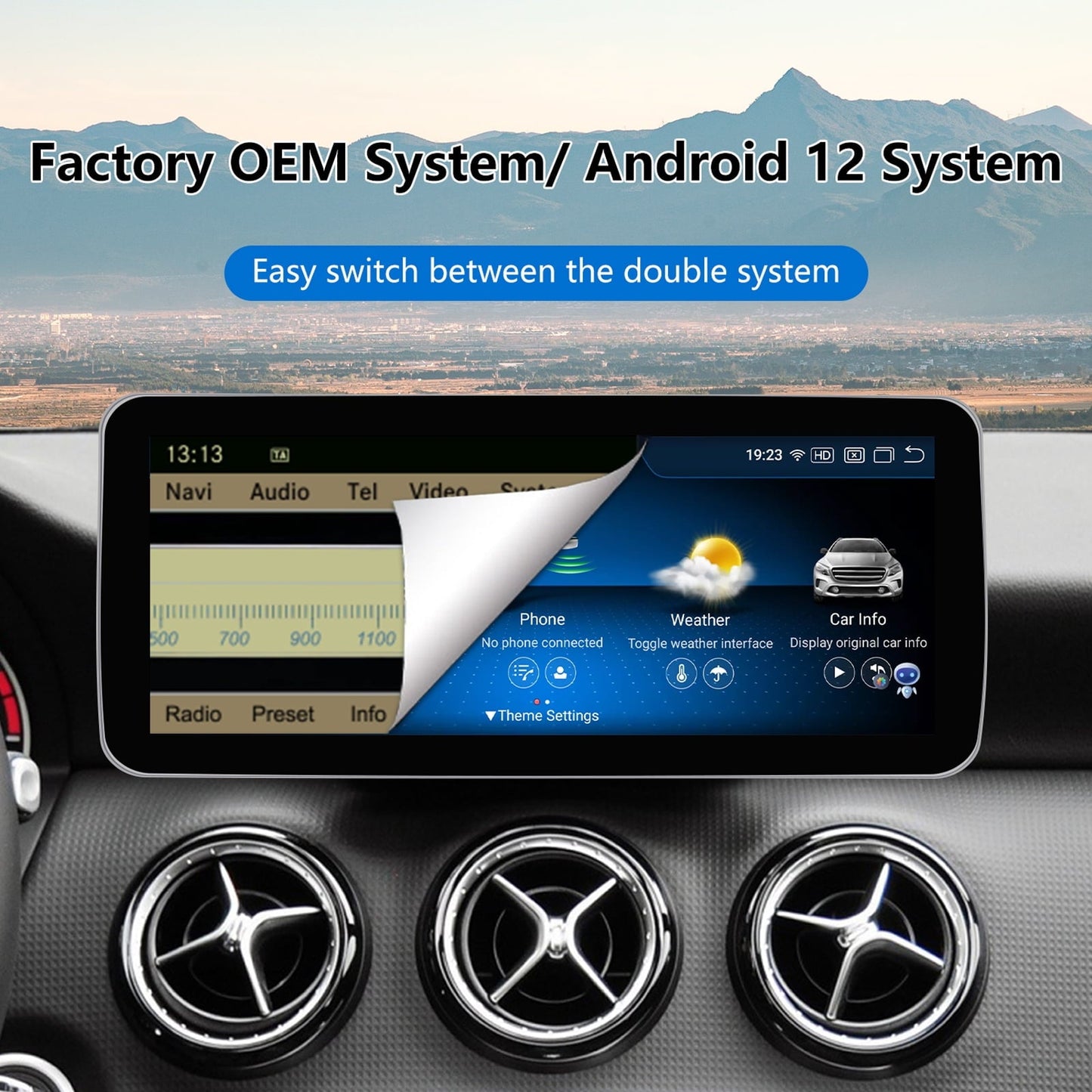 Mercedes-Benz Android Head Unit    Road Top Android 13 Car Stereo 12.3" Car Touch Screen for Mercedes Benz CLA GLA Class X156 C117 2013-2015 Year with NTG 4.5/4.7, 8+256G, Support Wireless Carplay, Global Weather, Navigation