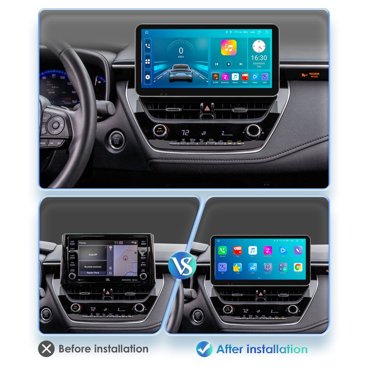 Toyota Android Head Unit   For Toyota Corolla 12 2018 2019 2020 2021 Android 12 Apple Carplay Wifi 4+32GB Auto Car Stereo Radio Head Unit GPS Navigation Player