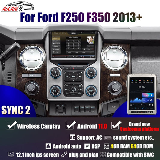 Smart Head Unit Ford F250/350/450/650 Super Duty Head Unit Android 11, 12.1" Inch Screen