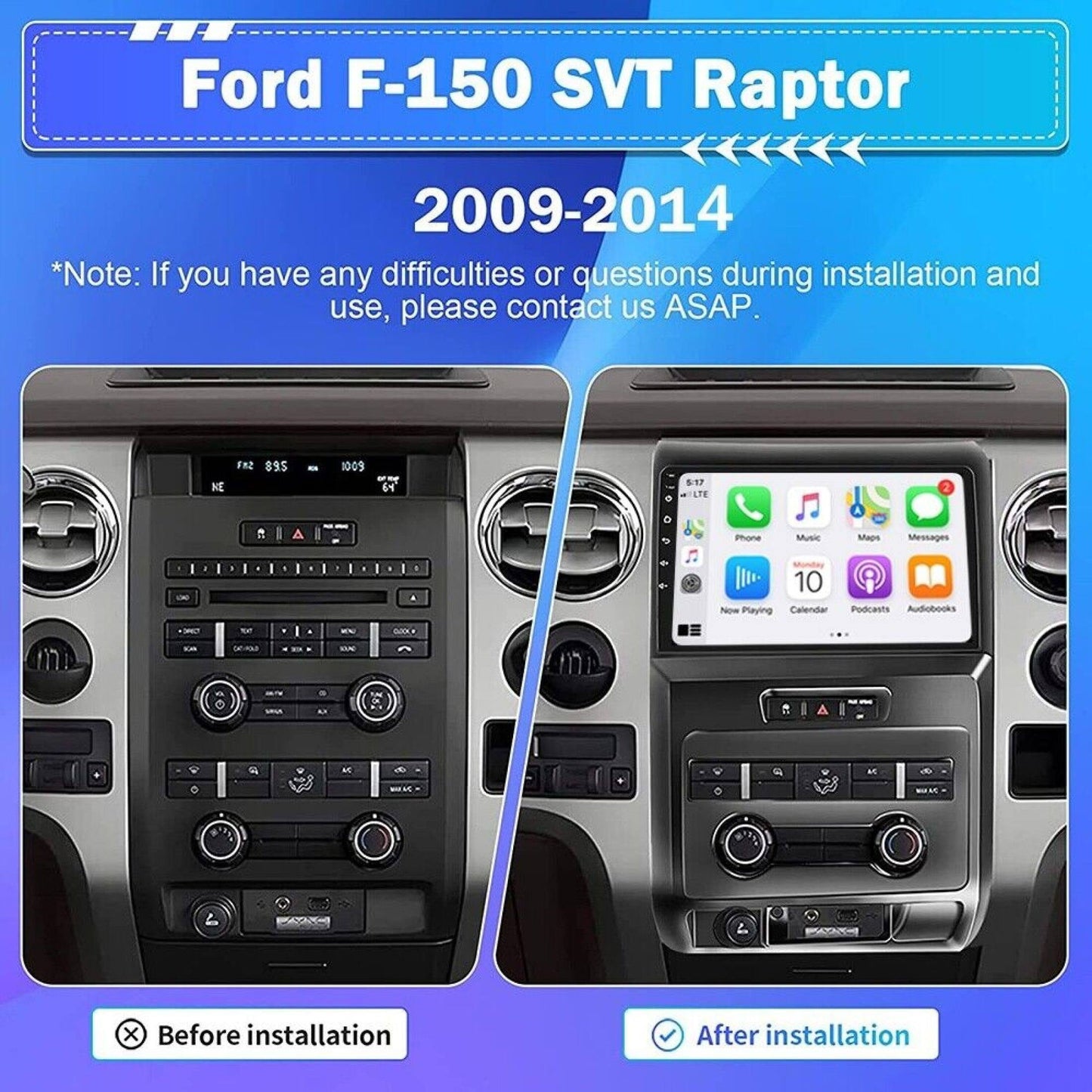 Surakey 9" Android 12 Touchscreen Car Stereo with CarPlay and Hi-Fi for Ford F150 2009-2014, 2+32GB