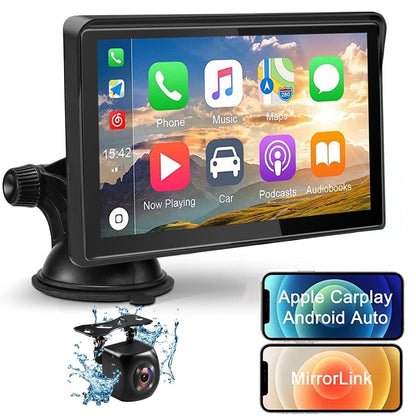 Wireless Apple CarPlay Dash Mount Portable Car Stereo, Android Auto, 9.33-Inch FHD Touchscreen Car Audio Receiver, Drivemate, Car Buddy with Voice Control, AUX/AV IN/USB, AHD Rear View Camera