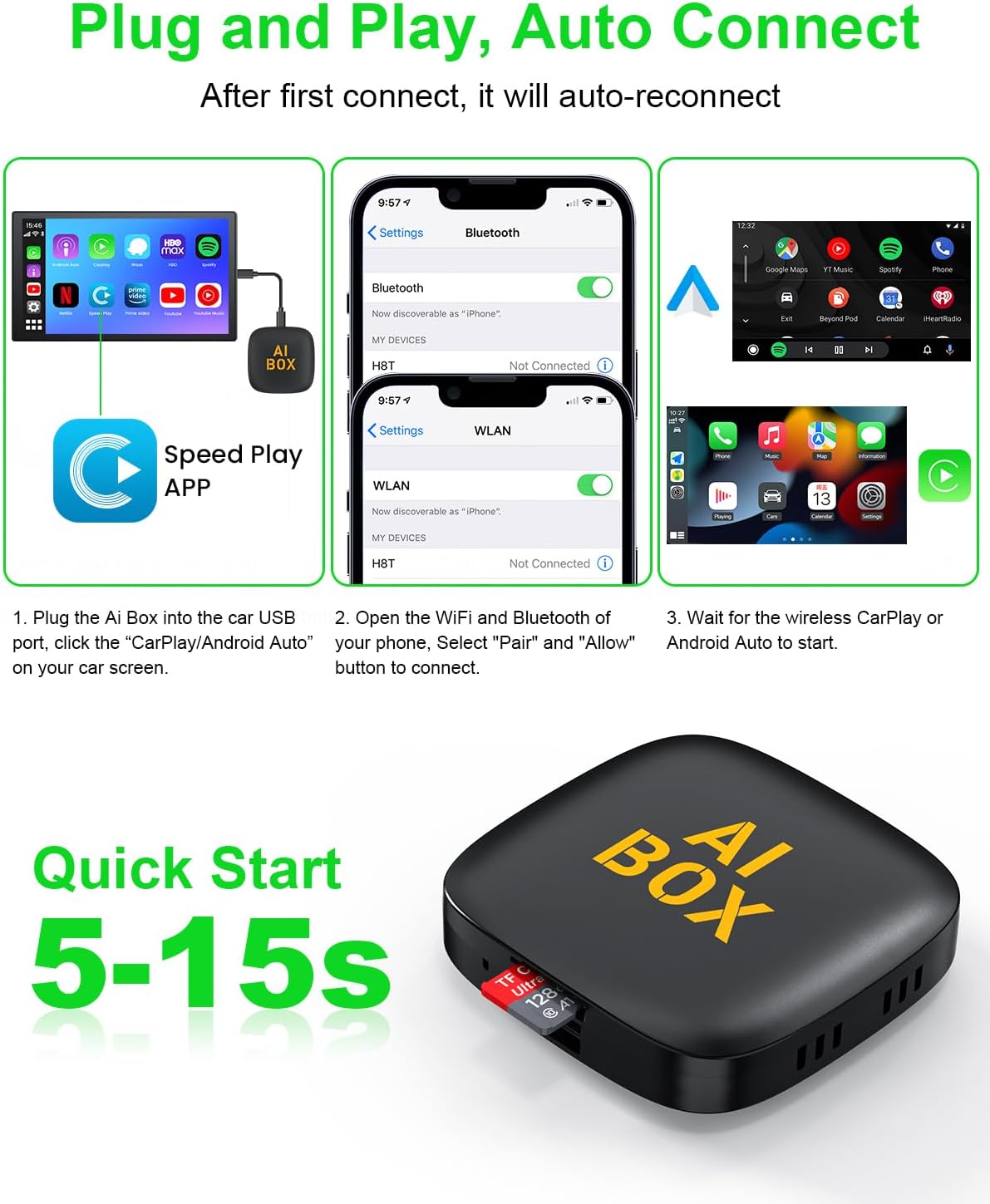 Mercedes-Benz Android Head Unit    Wireless CarPlay Adapter and Android Auto Wireless Adapter Support Netflix/YouTube - Magic Link CarPlay Ai Box Convert Wireless CarPlay Dongle TF Card/U Disk for OEM Wired CarPlay/Android Auto Cars