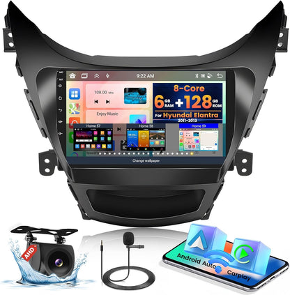 2+64G Inefala for Hyundai Elantra 2011-2013 Android 13 Car Radio Stereo Head Unit with Wireless Carplay&Android Auto, 9 Inch Touchscreen with HiFi WiFi GPS FM/RDS Mic AHD Backup Camera