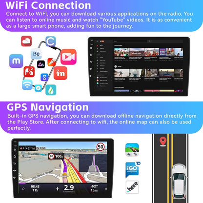 2+64G Android 13 Car Stereo for Hyundai I10 2013-2018 Upgrade Replacement Radio Apple Carplay Android Auto 9 inch Touchscreen Multimedia Player Head Unit FM Radio GPS Bluetooth+AHD Camera&MIC