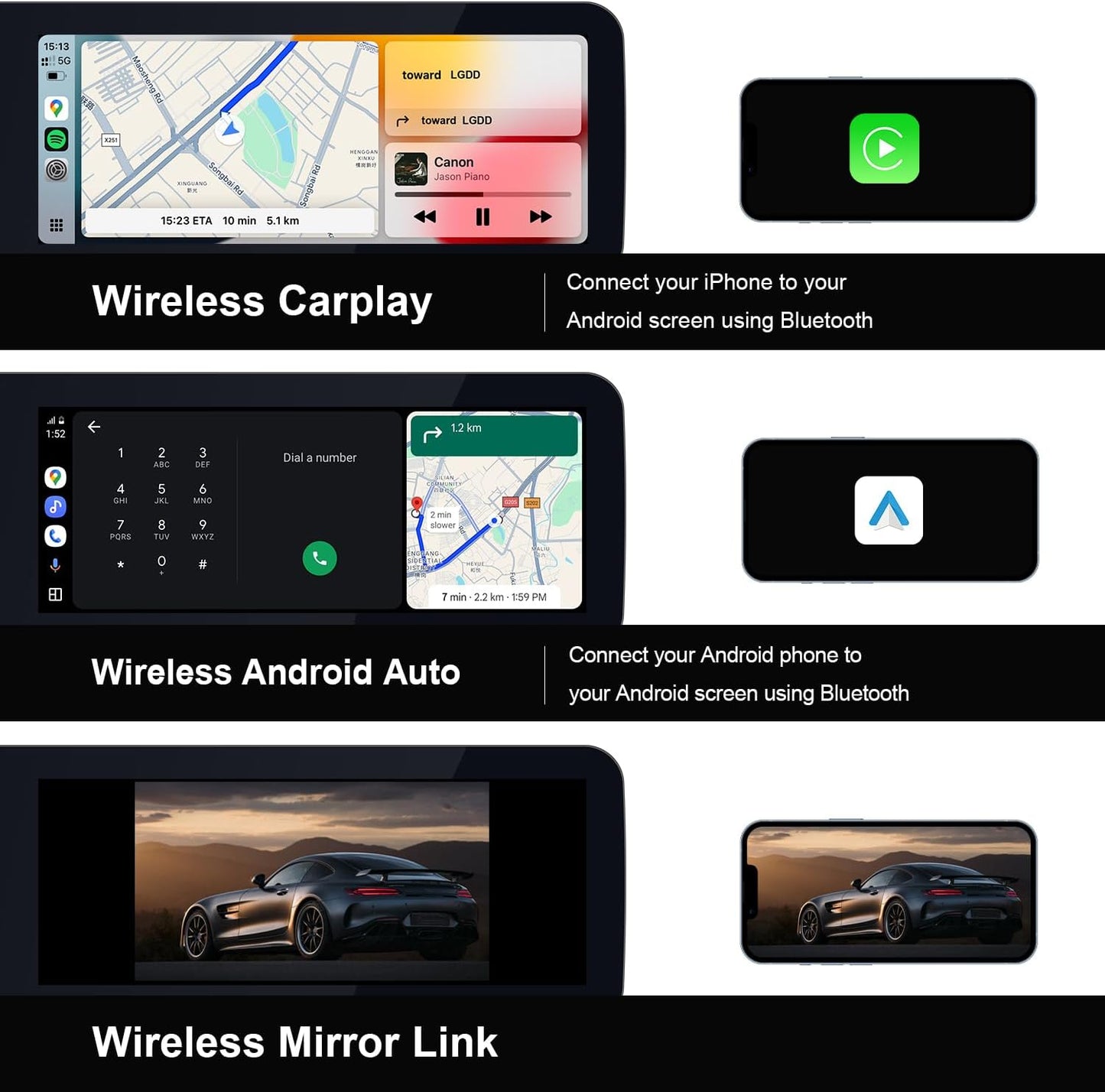 Mercedes-Benz Android Head Unit    12.3" Android 13 Dual Screen Style Multimedia Blue Anti-Glare HD Screen for Mercedes-Benz 2006-2013 S CL Class W221 W216 NTG 3.0/3.5, Support Carplay Android Auto Mirror Link (8+128GB)