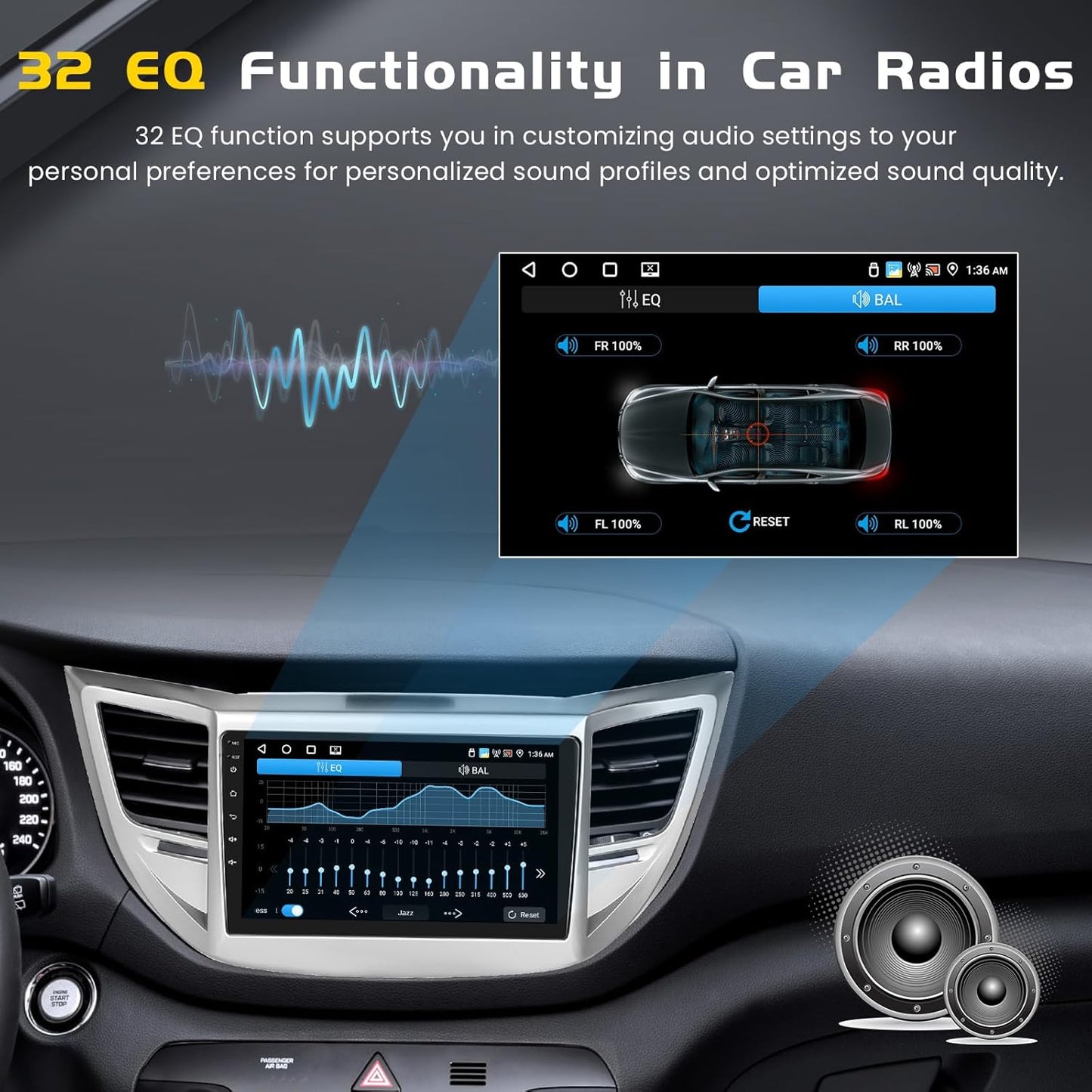 4+64G Inefala for Hyundai Tucson 2015-2018 Android 13 Car Radio Stereo with Wireless Carplay Android Auto Head Unit, 9" HD Touch Screen WiFi GPS BT5.0 FM/RDS EQ Mirror Link SWC Backup Camera MIC