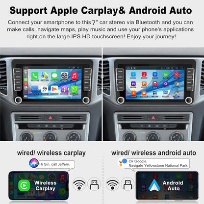 (4G RAM 64G ROM) Car Radio for VW Passat MK5 MK6 Jetta Golf tiguan, Android 13 7 Inch 5G WiFi Volkswagen Stereo Support Carplay/Android Auto,GPS Navigation with Bluetooth,Backup Camera,SWC/FM Radio