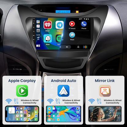 2+64G Inefala for Hyundai Elantra 2011-2013 Android 13 Car Radio Stereo Head Unit with Wireless Carplay&Android Auto, 9 Inch Touchscreen with HiFi WiFi GPS FM/RDS Mic AHD Backup Camera