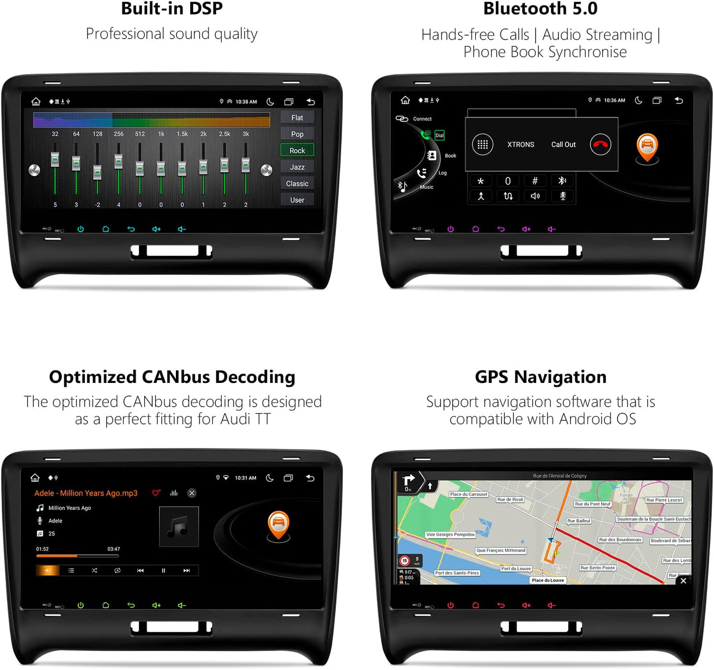 XTRONS Android 12 Car Radio for Audi TT MK2 8J 2006-2012, 8.8 Inch Touch Screen 4GB+64GB Car Stereo, Octa Core GPS Navigation Head Unit, Built-in DSP Car Play Android Auto Support 4G LTE