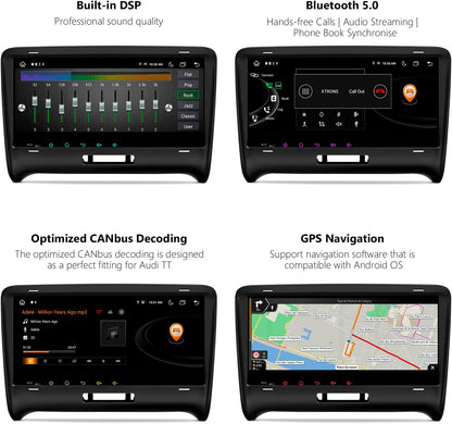 XTRONS Android 12 Car Radio for Audi TT MK2 8J 2006-2012, 8.8 Inch Touch Screen 4GB+64GB Car Stereo, Octa Core GPS Navigation Head Unit, Built-in DSP Car Play Android Auto Support 4G LTE