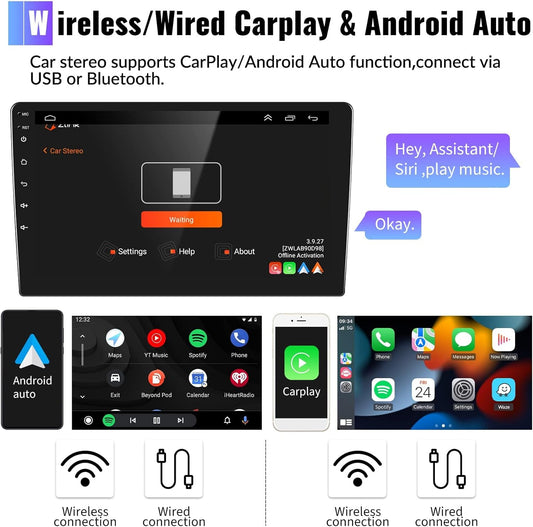 CAMECHO 2+64G Car Radio Head Unit Android 13 for Hyundai Tucson IX35 2010-2015 Autoradio, 10" Touch Screen Car Stereo with CarPlay Android Auto Bluetooth WiFi HiFi & EQ GPS + AHD Backup Camera