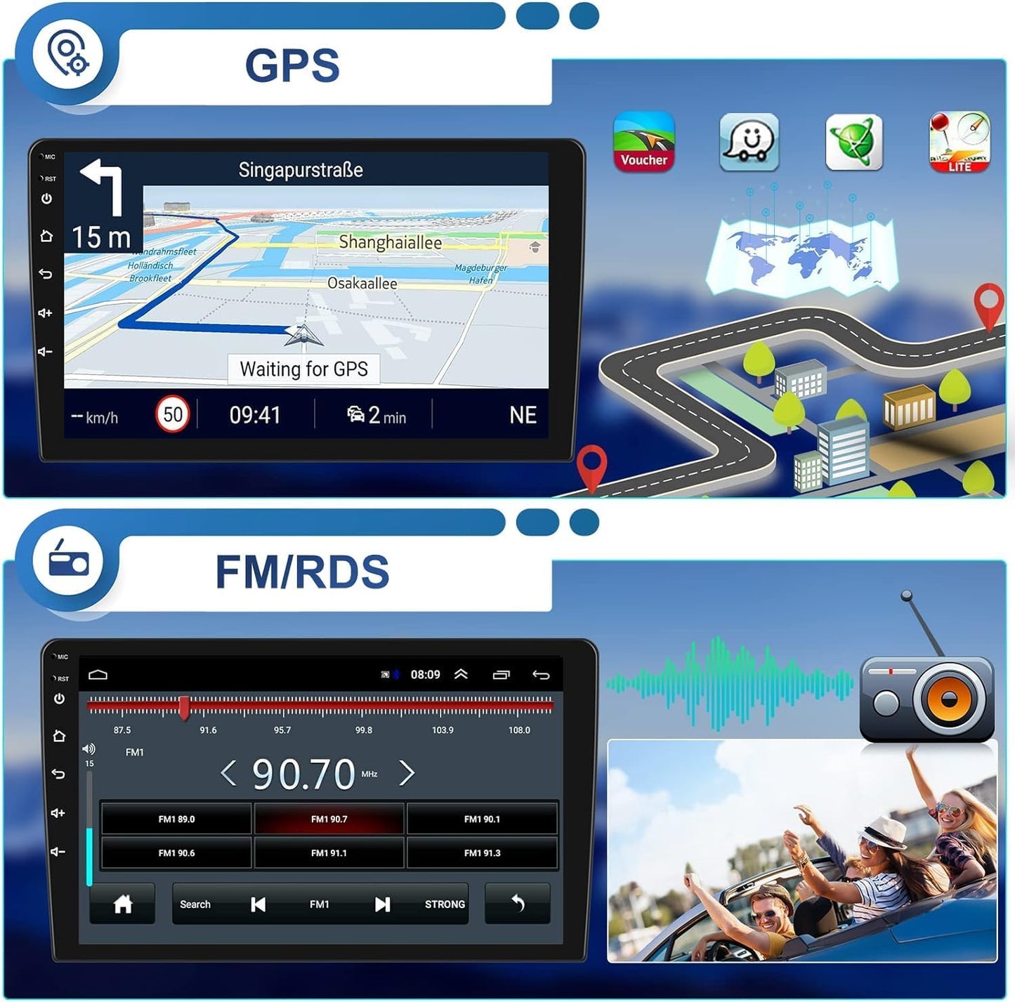 CAMECHO Android 13 Car Stereo for Hyundai Santa Fe IX45 2013-2018 Radio, Car Stereo GPS Navigation DSP Bluetooth USB SWC Android & iOS Mirror Link Multimedia Head Unit 1G+32G + Backup Camera