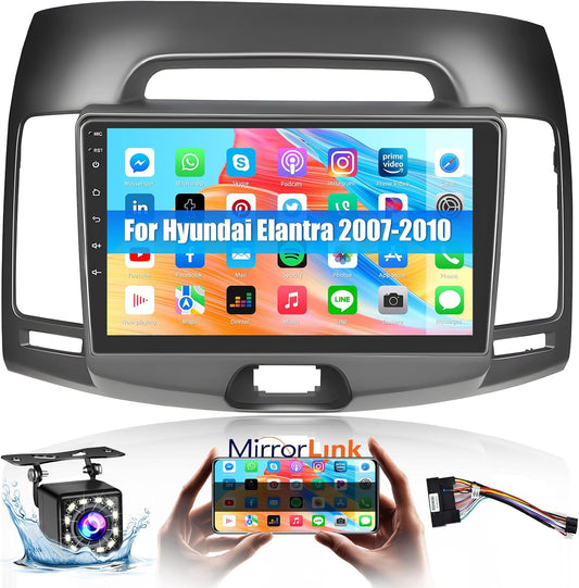 Roinvou for Hyundai Elantra 2007-2010 Android Car Radio Stereo 9 Inch Capacitive HD Touch Screen Mirror Link GPS Navigation Head Unit with WiFi Bluetooth USB FM RDS Steering Wheel Controls