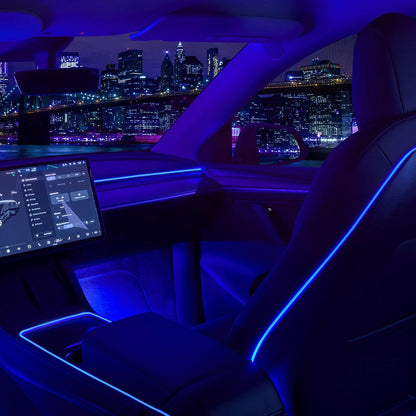 Nestour 2016-2020 Tesla Model 3 Y Interior Car Neon Lights, (Center Console+Dashboard+2 Foot Lights) with Matching Armrest Organizer, Tesla Ambient Lights, APP-Controlled RGB LED Strip LightsTesla   Vehicle Accessories