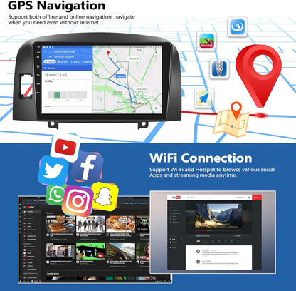 2G+32G Car Stereo Radio with Wireless Apple CarPlay Android Auto for Hyundai Sonata 2004-2008 9" Android Touch Screen Bluetooth Car Radio with GPS Navigation WiFi Backup Camera FM RDS Head Unit