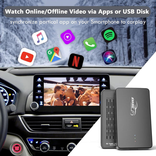 KAMING Carplay Adapter, Compatible with iPhone and Android Phones, Wireless and Plug and Play, 5G Dual-band Signal Filtering Technology, Supports Netflix, YouTube, and GPS